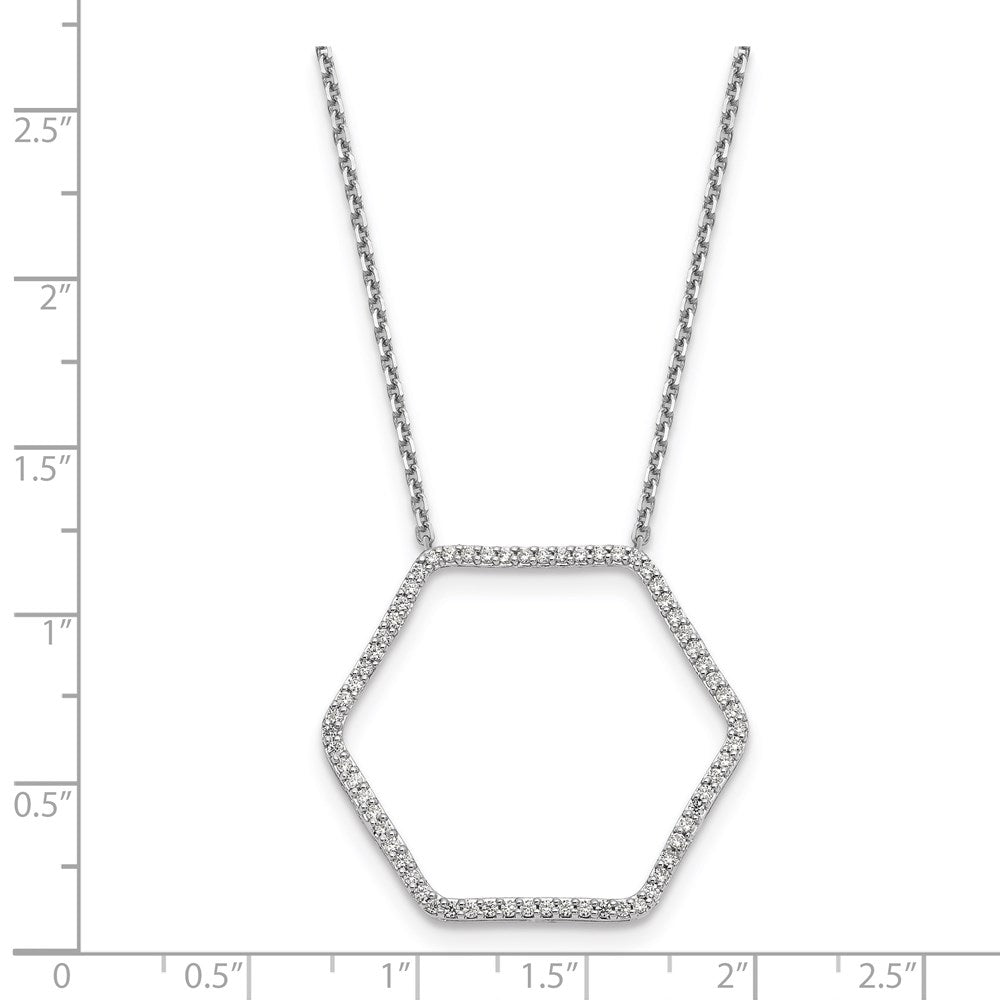 14K Weißgold Echt Diamant Fantasie Hexagon Kette Anhänger Halskette