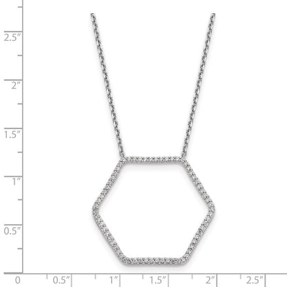 14K Weißgold Echt Diamant Fantasie Hexagon Kette Anhänger Halskette