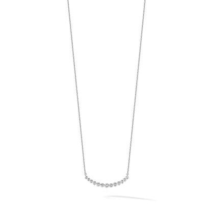 14K Weißgold Echt Diamant Gebogen Stab Halskette