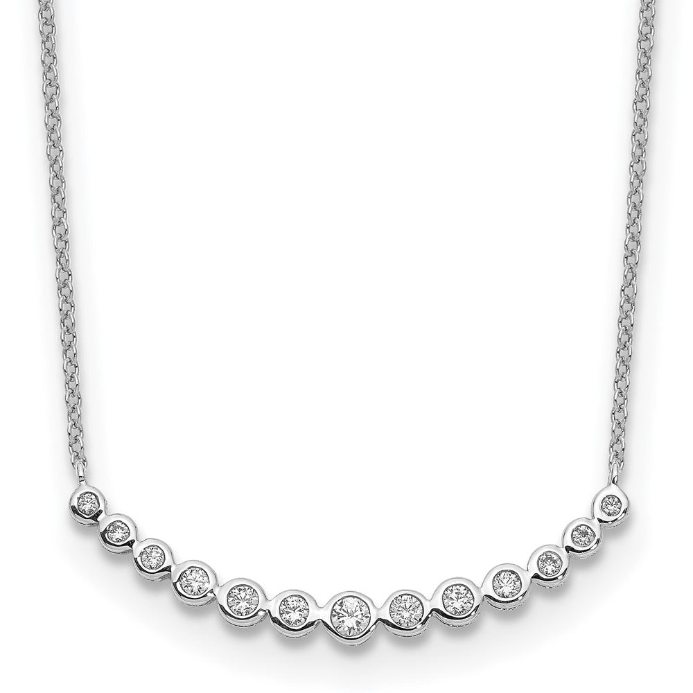 14K Weißgold Halskette mit Anhänger und echten Diamanten