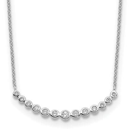 14K Weißgold Echt Diamant Gebogen Stab Halskette