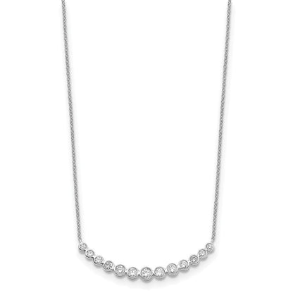 14K Weißgold Echt Diamant Gebogen Stab Halskette