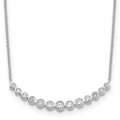 14K Weißgold Echt Diamant Gebogen Stab Halskette