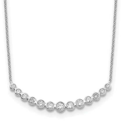 14K Weißgold Echt Diamant Gebogen Stab Halskette