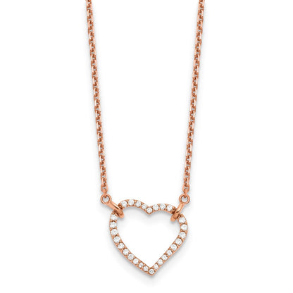 14K Roségold 1/5 Ct. Im Labor Gezüchtet Diamant Vs/si+ G+ 18 Zoll Herz Halskette