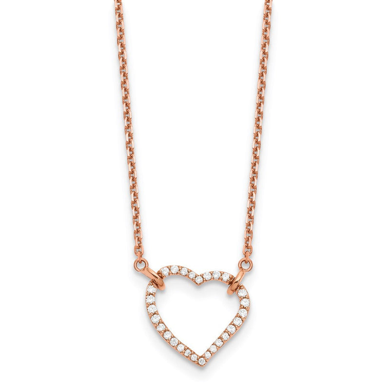 14K Roségold 1/5 Ct. Im Labor Gezüchtet Diamant Vs/si+ G+ 18 Zoll Herz Halskette