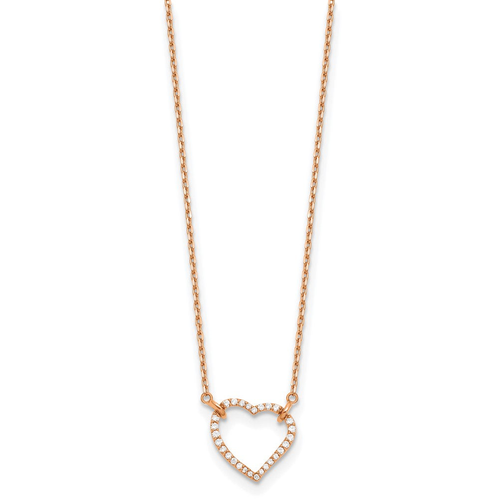 14K Roségold Echt Diamant Herz Halskette