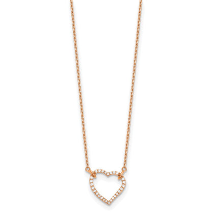 14K Roségold Echt Diamant Herz Halskette