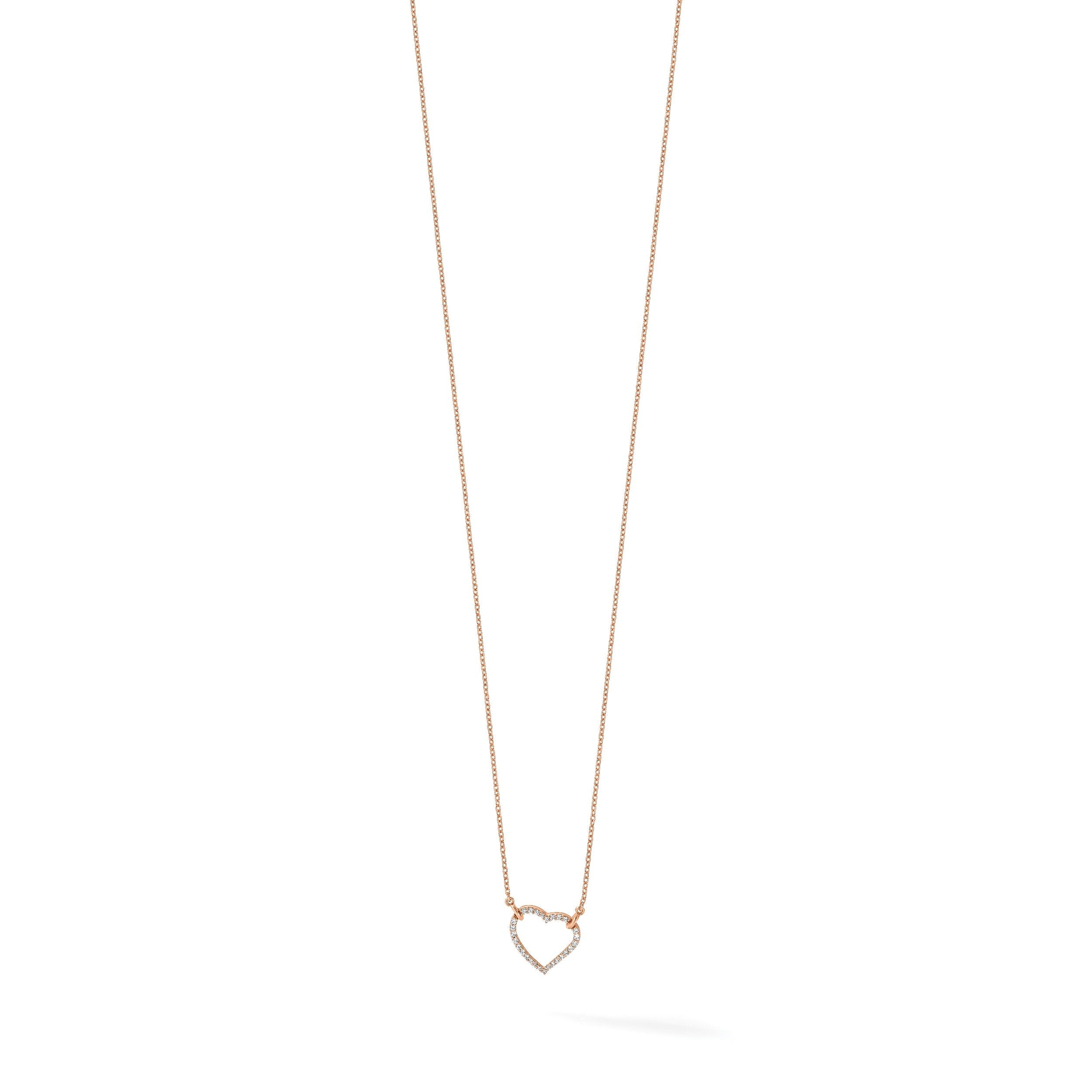 14K Roségold Echt Diamant Herz Halskette