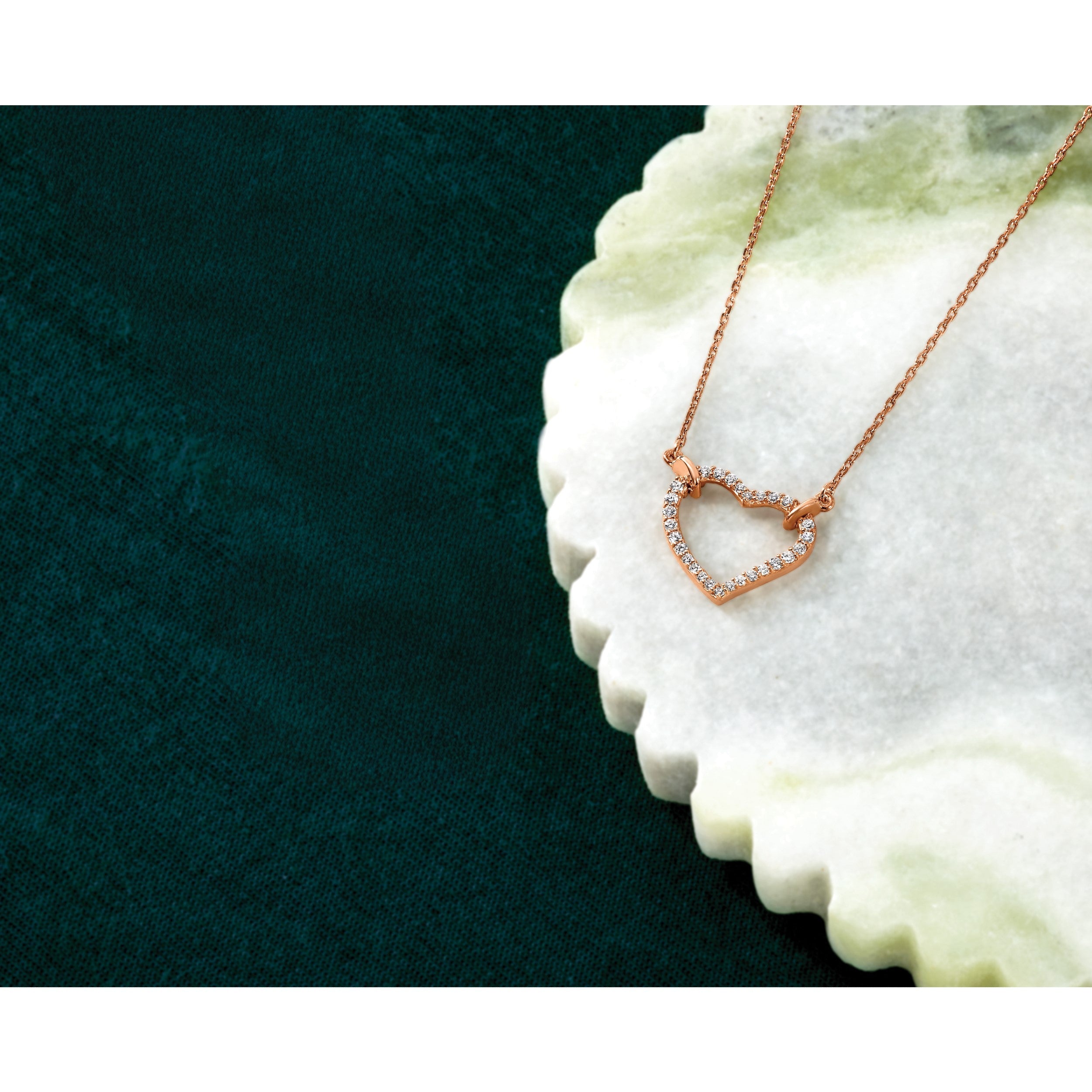 14K Roségold Echt Diamant Herz Halskette