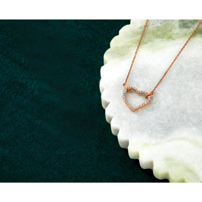 14K Roségold Echt Diamant Herz Halskette
