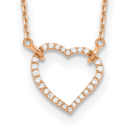 14K Roségold Echt Diamant Herz Halskette