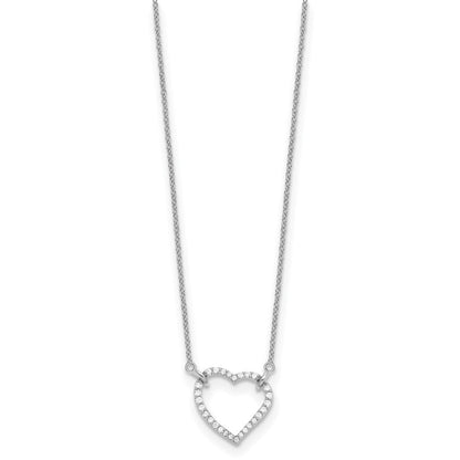 14K Weißgold Halskette mit Herz-Anhänger aus echten Diamanten