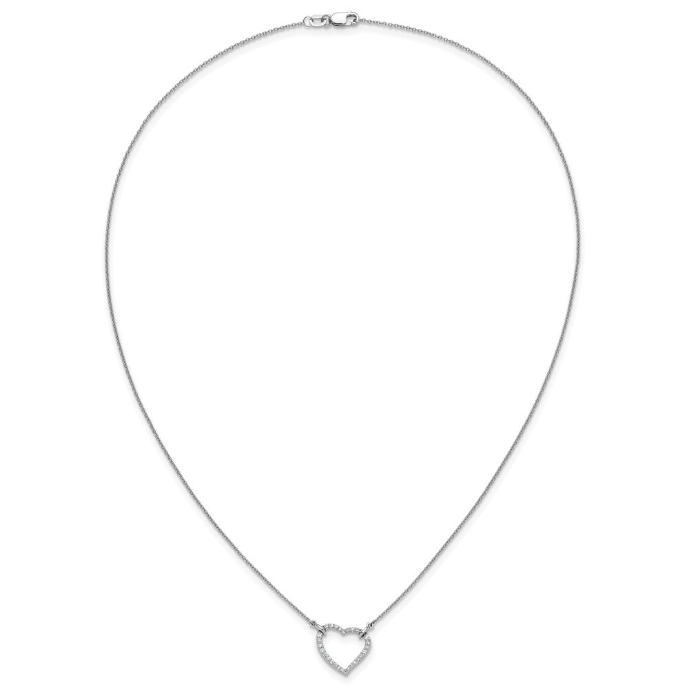 14K Weißgold Herz-Anhänger-Halskette mit echtem Diamant