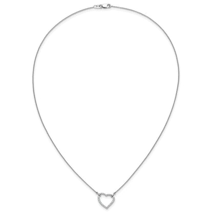 14K Weißgold Herz-Anhänger-Halskette mit echtem Diamant
