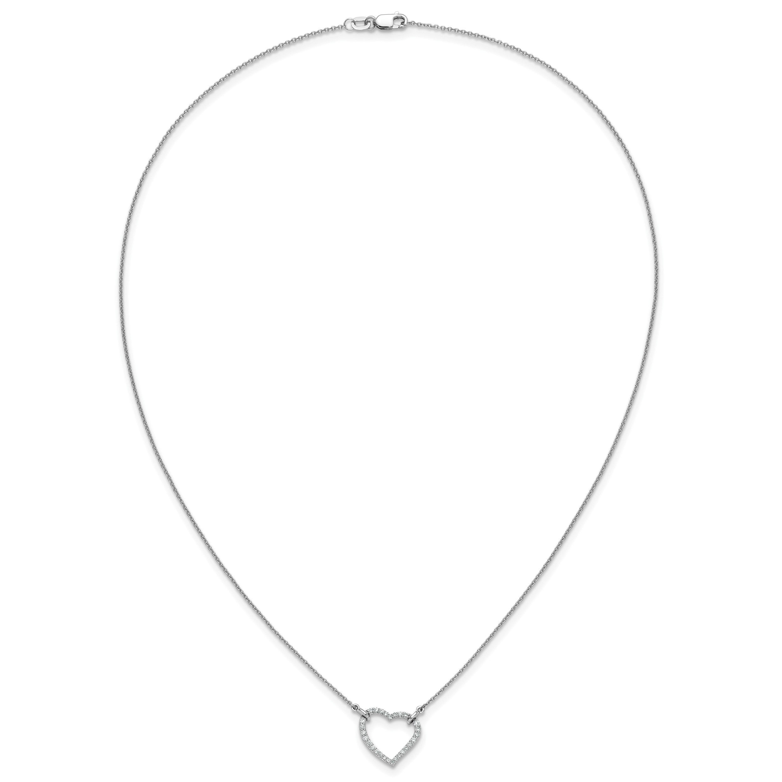 14K Weißgold Halskette mit Herz-Anhänger aus echten Diamanten