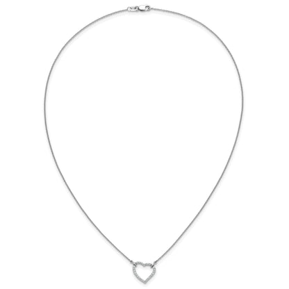 14K Weißgold Halskette mit Herz-Anhänger aus echten Diamanten