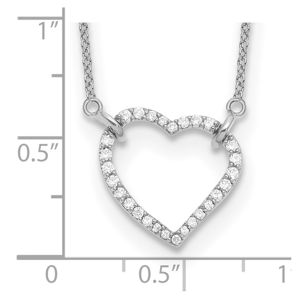 14K Weißgold Herz-Anhänger-Halskette mit echtem Diamant