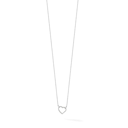 14K Weißgold Halskette mit Herz-Anhänger aus echten Diamanten