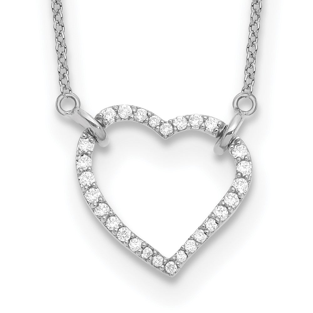14K Weißgold Herz-Anhänger-Halskette mit echtem Diamant