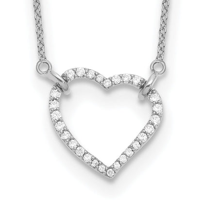 14K Weißgold Herz-Anhänger-Halskette mit echtem Diamant