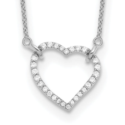 14K Weißgold Halskette mit Herz-Anhänger aus echten Diamanten