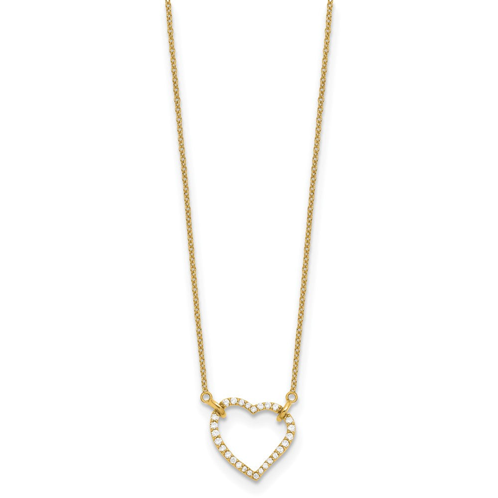 14K Gelbgold Halskette mit Echtem Diamant-Herzanhänger