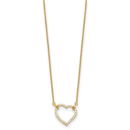 14K Gelbgold Halskette mit Echtem Diamant-Herzanhänger