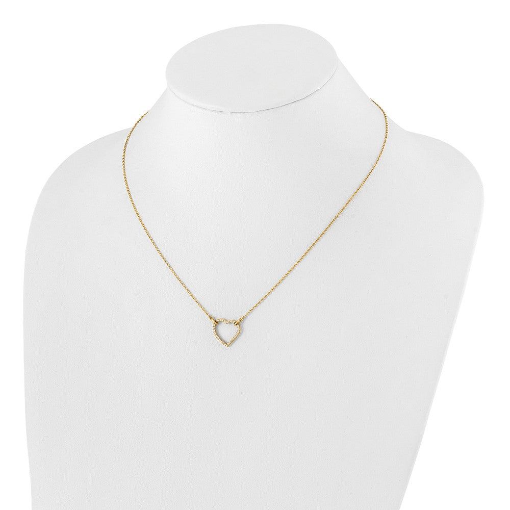 14K Gelbgold Halskette mit Echtem Diamant-Herzanhänger