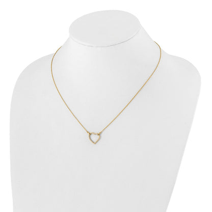 14K Gelbgold Halskette mit Echtem Diamant-Herzanhänger