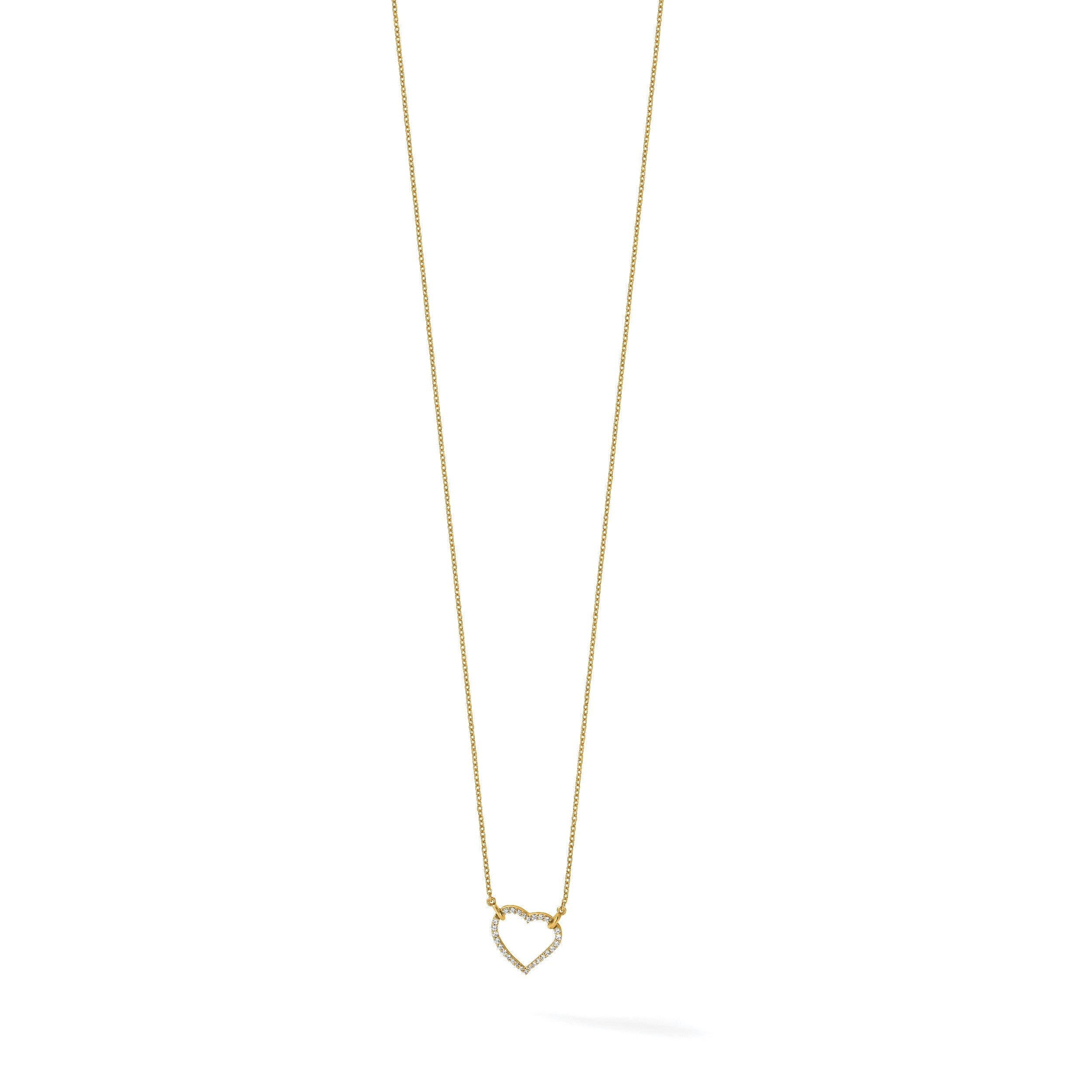 14K Gelbgold Halskette mit Echtem Diamant-Herzanhänger