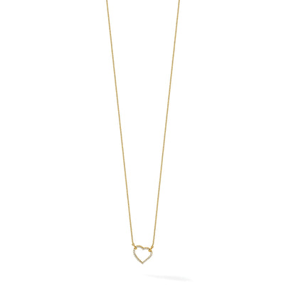 14K Gelbgold Halskette mit Echtem Diamant-Herzanhänger
