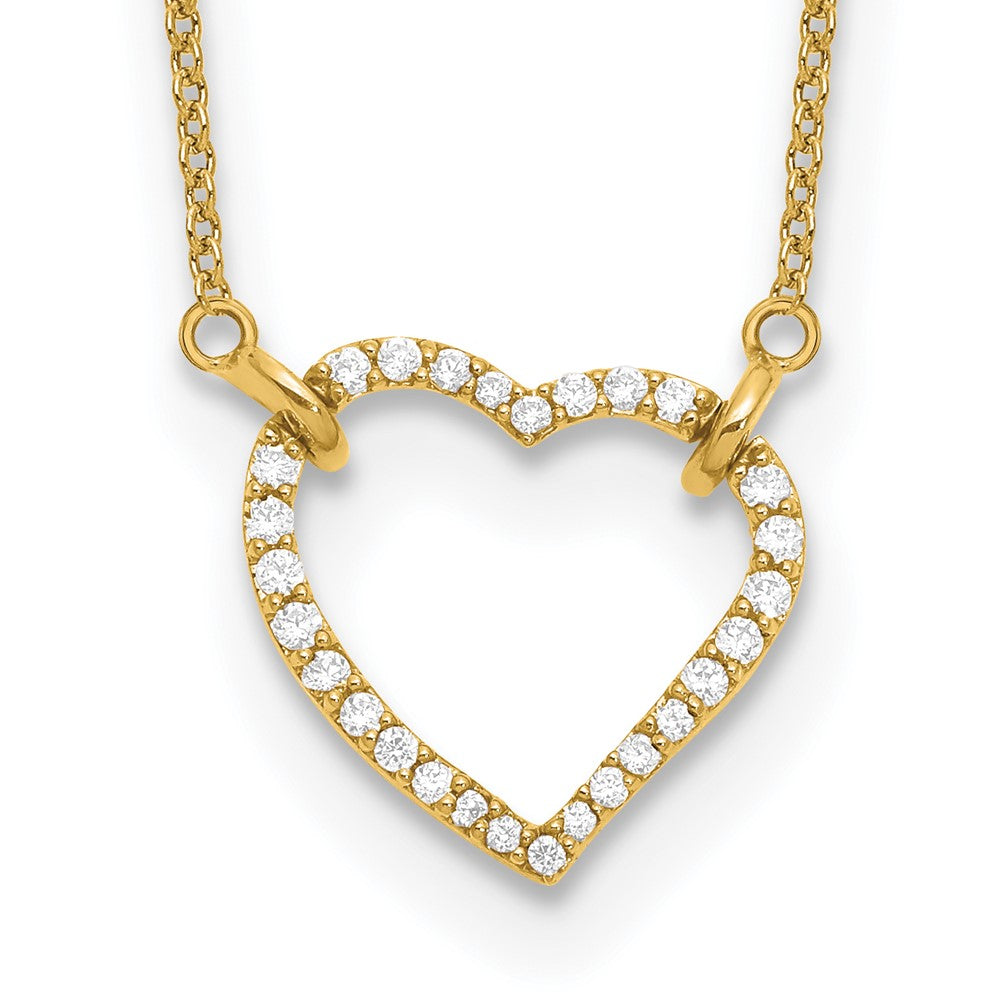14K Gelbgold Halskette mit Echtem Diamant-Herzanhänger