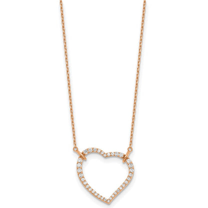 14K Roségold True Origin 3/4 Karat Im Labor Gezüchtet Diamant Vs Def 18 Zoll Offen Herz Anhänger Halskette