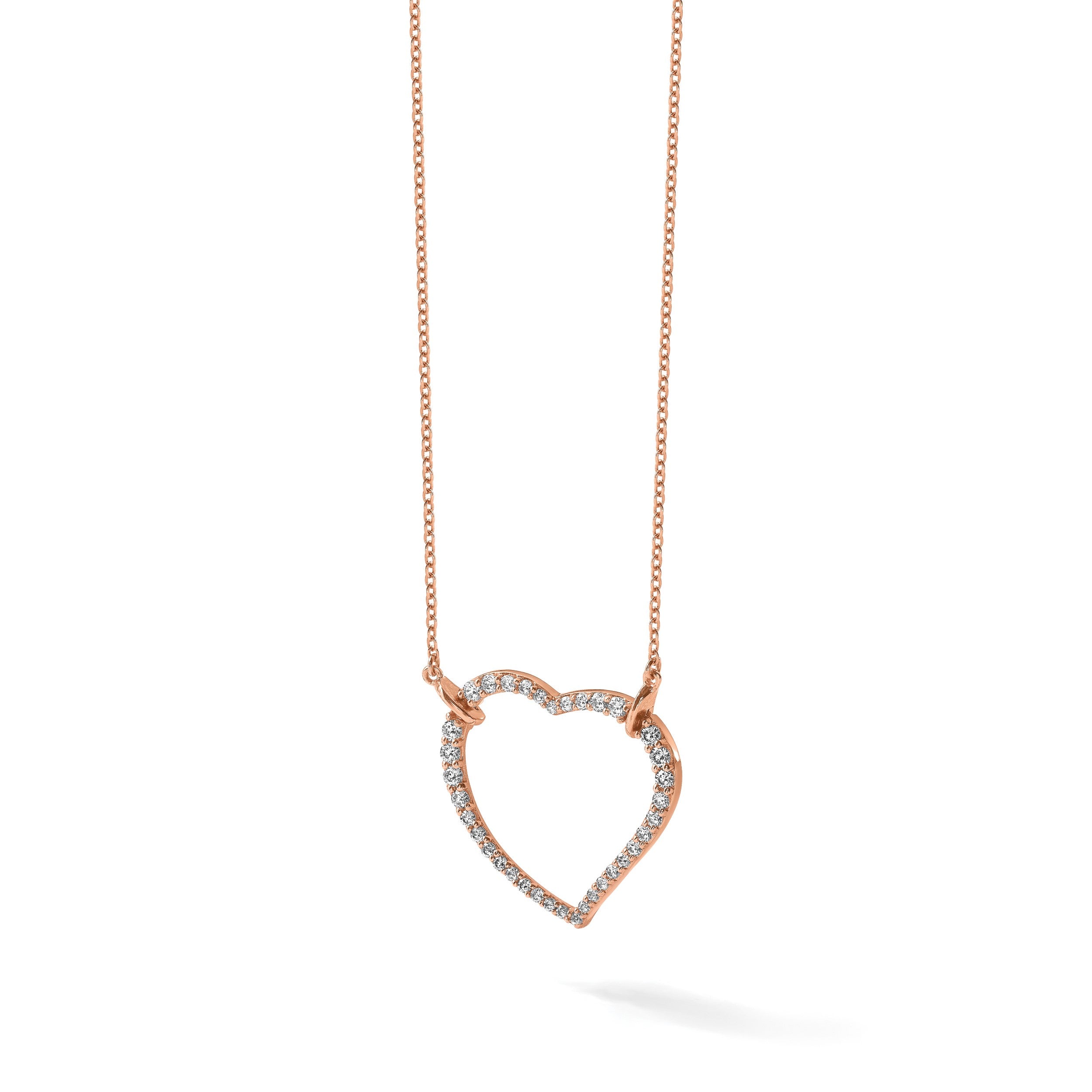 14K Roségold True Origin 3/4 Karat Im Labor Gezüchtet Diamant Vs Def 18 Zoll Offen Herz Anhänger Halskette