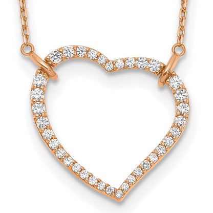 14K Roségold True Origin 3/4 Karat Im Labor Gezüchtet Diamant Vs Def 18 Zoll Offen Herz Anhänger Halskette