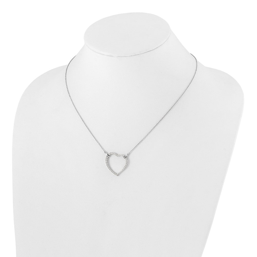 14k Weißgold Herzanhänger-Halskette mit echten Diamanten