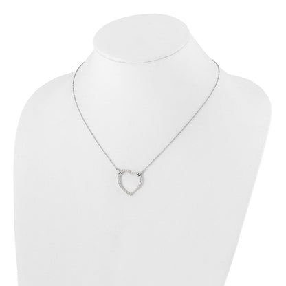 14k Weißgold Herzanhänger-Halskette mit echten Diamanten