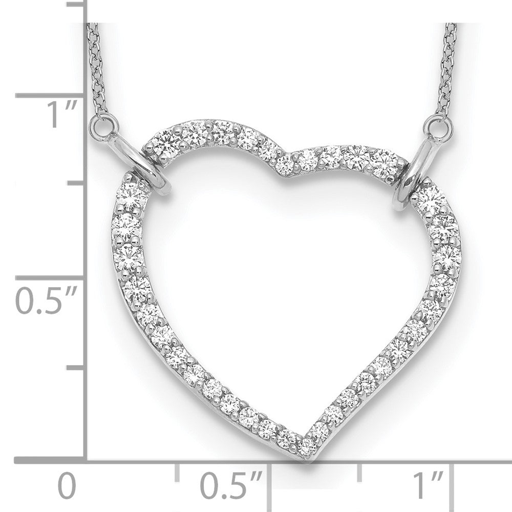 14k Weißgold Herzanhänger-Halskette mit echten Diamanten