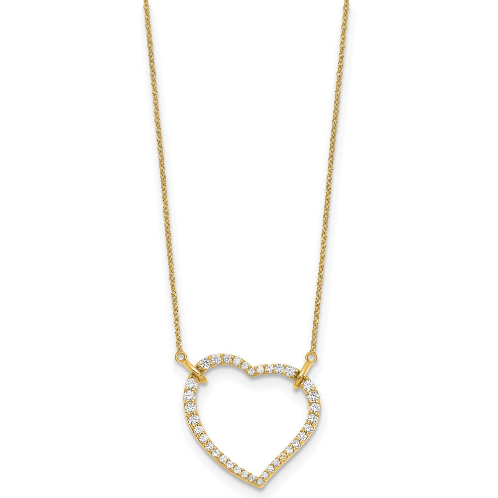 14K Gelbgold Herz-Anhänger-Kette mit echten Diamanten