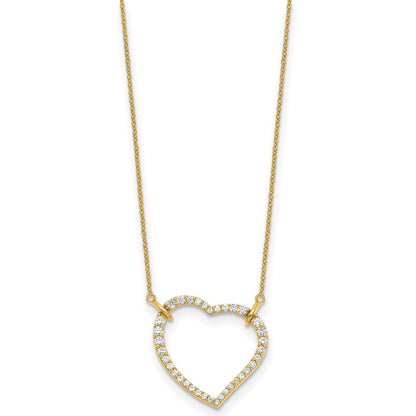 14K Gelbgold Herz-Anhänger-Kette mit echten Diamanten