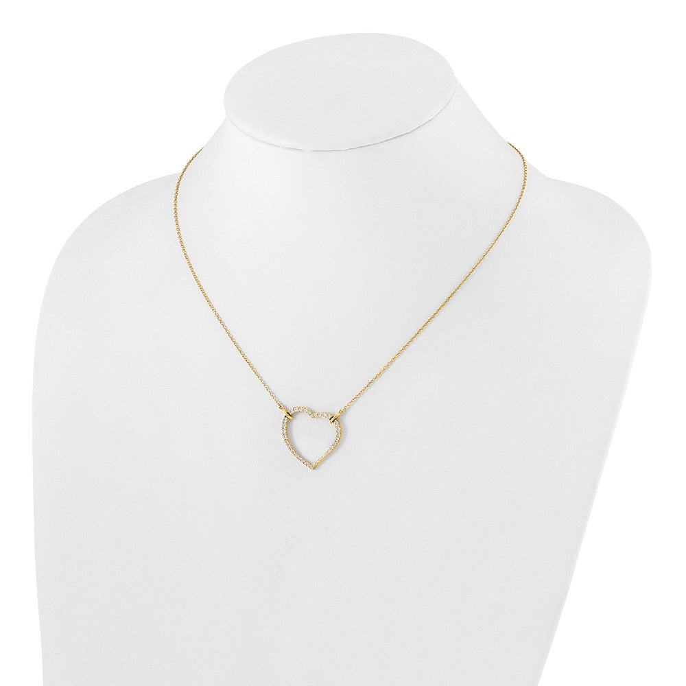 14K Gelbgold Herz-Anhänger-Kette mit echten Diamanten