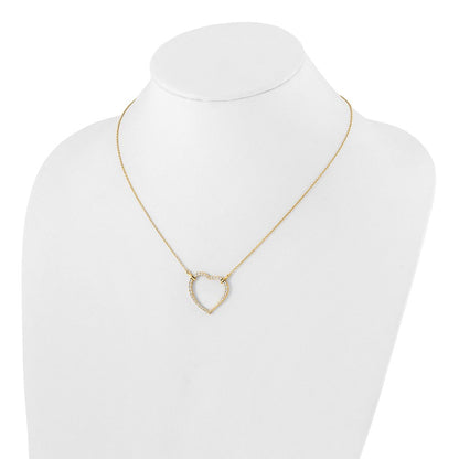 14K Gelbgold Herz-Anhänger-Kette mit echten Diamanten