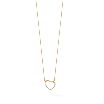 14K Gelbgold Herz-Anhänger-Kette mit echten Diamanten