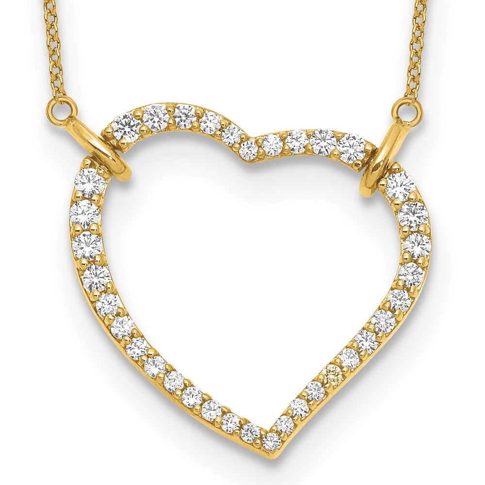 14K Gelbgold Herz-Anhänger-Kette mit echten Diamanten