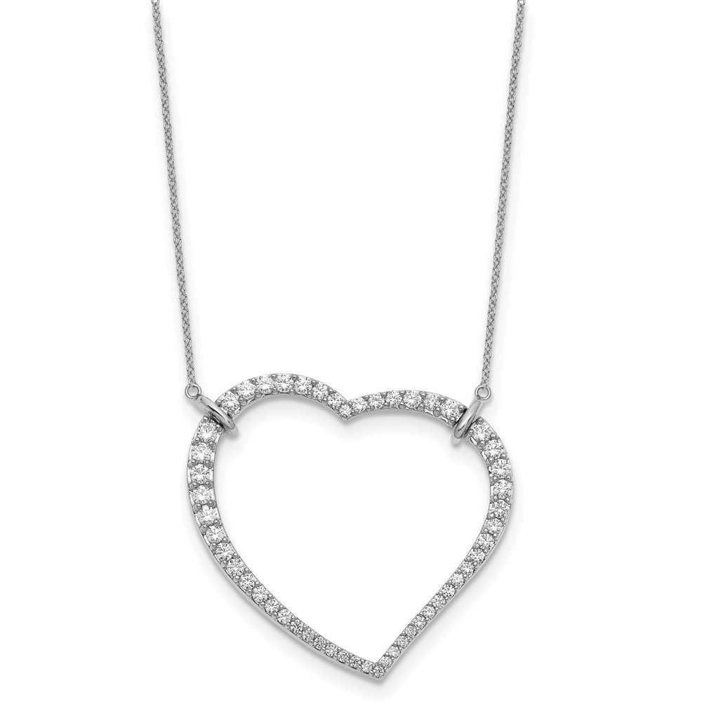 14K Weißgold Halskette mit Herz-Anhänger und echten Diamanten