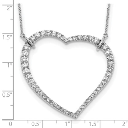 14K Weißgold Halskette mit Herz-Anhänger und echten Diamanten