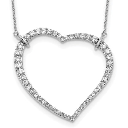 14K Weißgold Halskette mit Herz-Anhänger und echten Diamanten