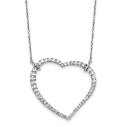 14K Weißgold Herz-Anhänger-Halskette