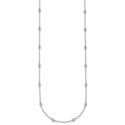 14K Weißgold Echt Diamant Station Ankerkette Halskette
